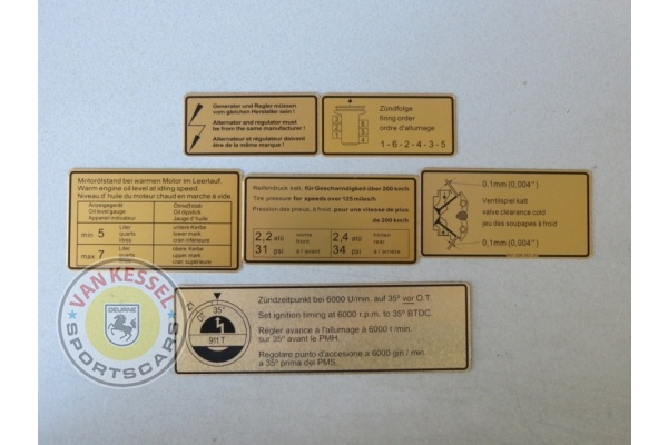 Stickerset motorruimte 911 2.0T-2.2T 68-71