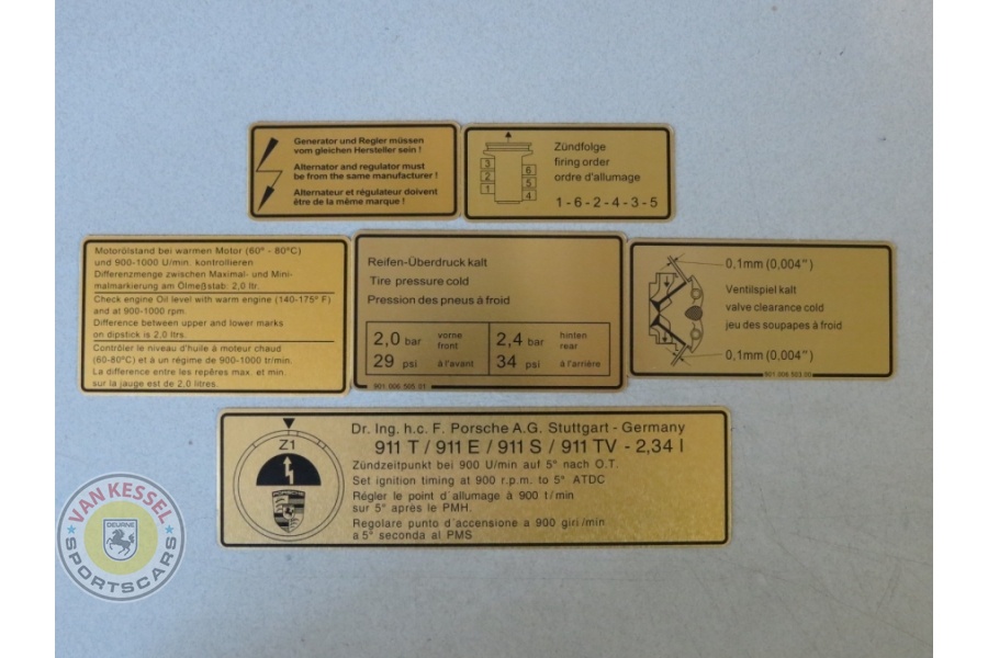 0000 - Stickerset motorruimte 911 2.4 T/E/S 1973