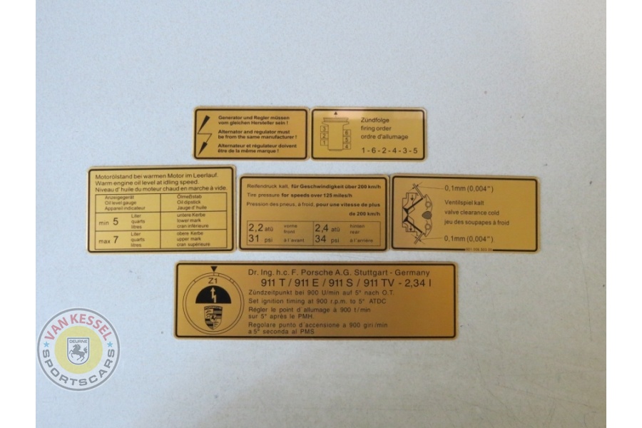 0000 - Stickerset motorruimte 911 2.4 T/E/S 1972