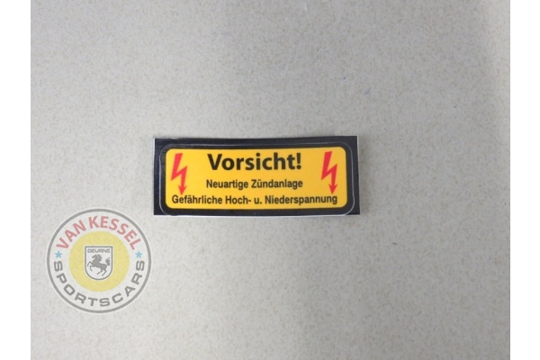 Sticker 'Vorsicht Zundanlage' zwarte rand, bobine en schakelkast 911 65-89