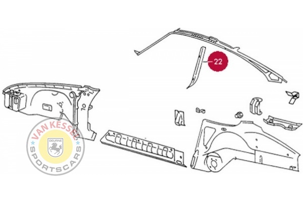 90150224500 - Bekledingplaatje in de deurstijl voor een 911 coupe links