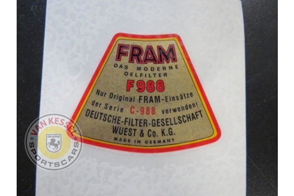 Sticker 'Fram' op oliefilter 356 