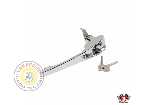 Deurklink chroom 911 68-69 met slotje en sleutel links
