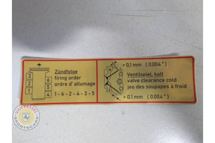 90100650100 - Sticker 'Ventilspiel' en 'Zundfolge' Porsche 911 1964-1965