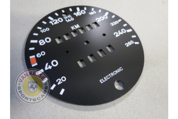 91164151606 - KM-tellerplaatje 260km/u elektronisch 911 84-89 vervangplaatje