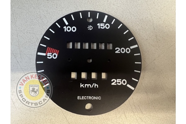KM-tellerplaatje 250km/u electronisch 911 75-83 vervangplaatje